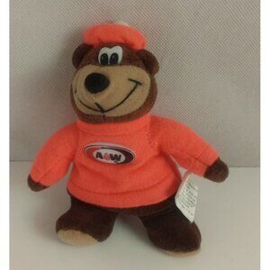 1997 Alpha Kids A&W Root Beer Bear Plush Bean Bag Toy 6"
